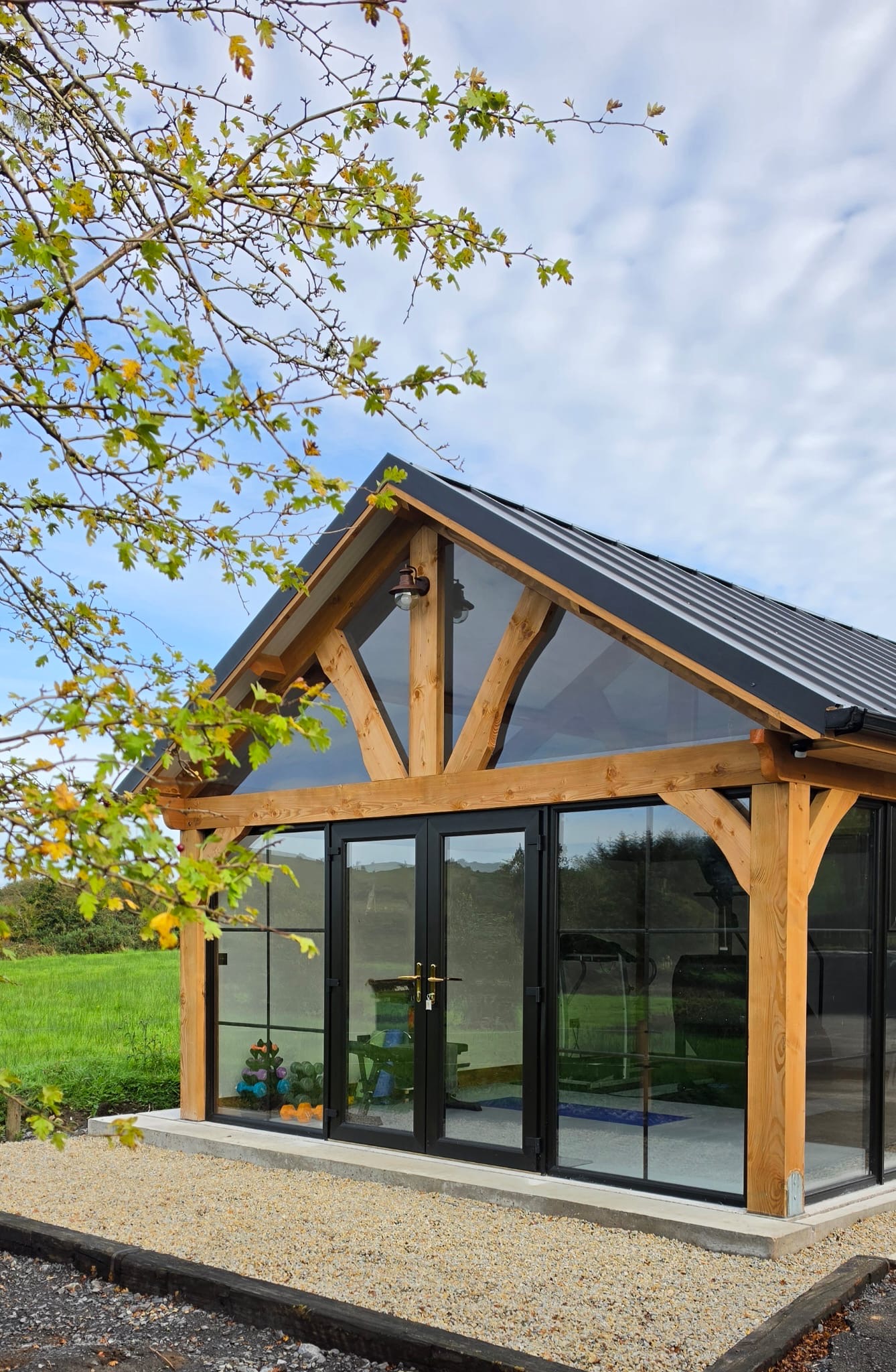 Glazed conservatory with timber details